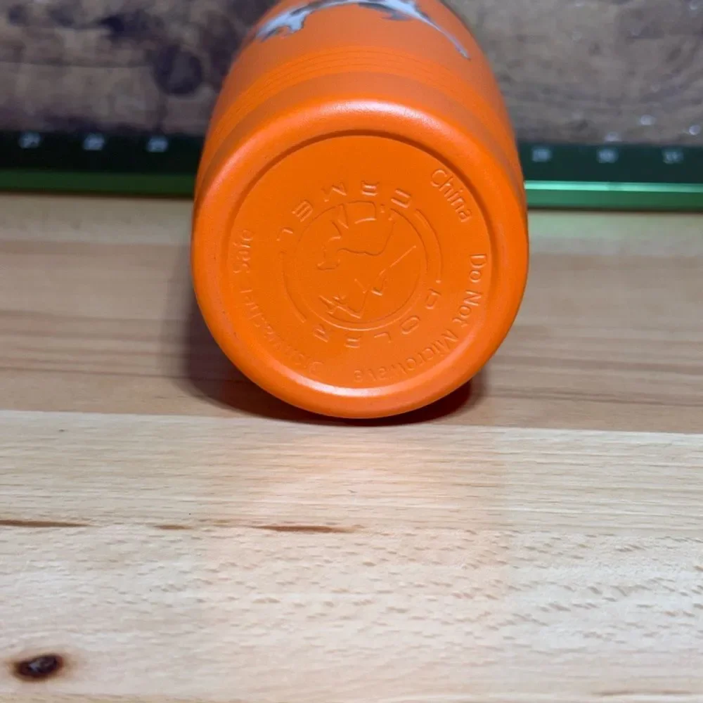 Orange Dog Tumbler with Silver Lid